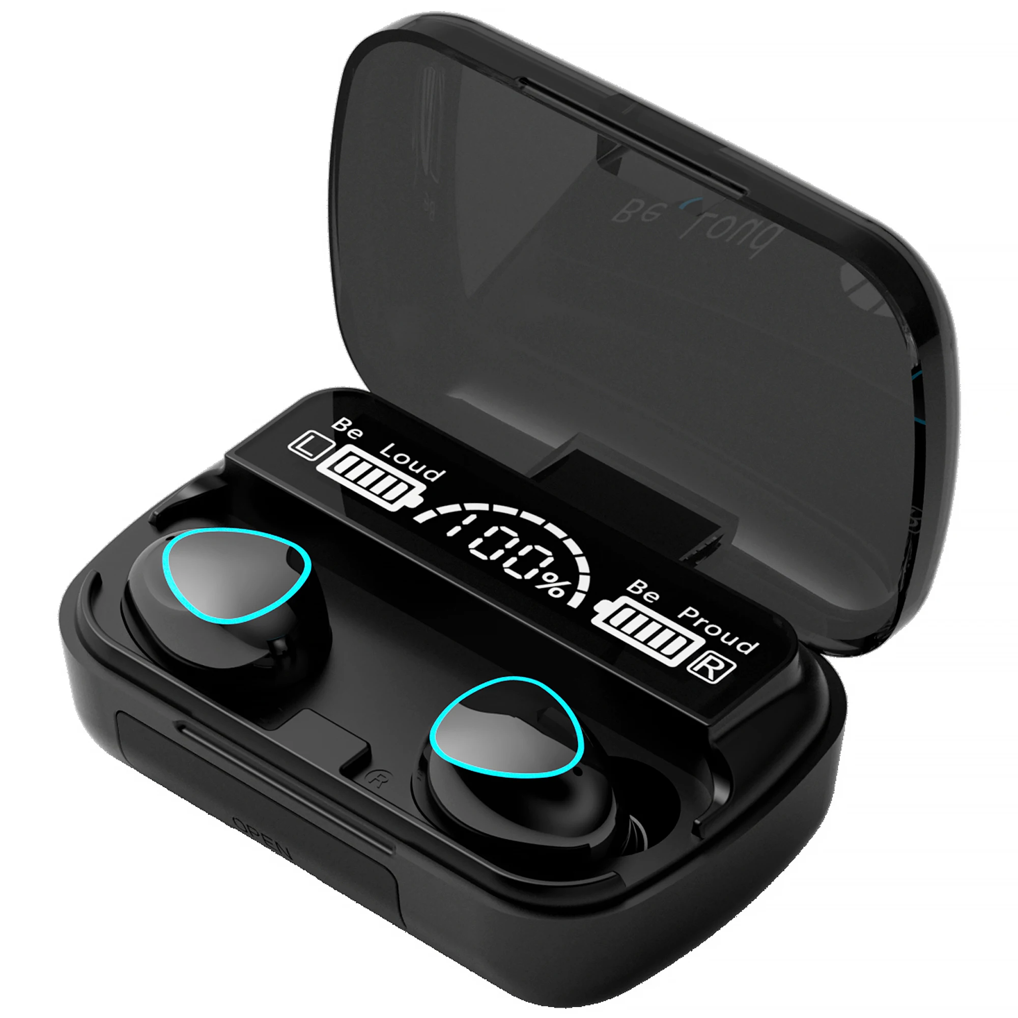 

Top selling tws wireless earbuds with charging case LED display 2000 mah power bank black earbuds m10 tws magnet earphone