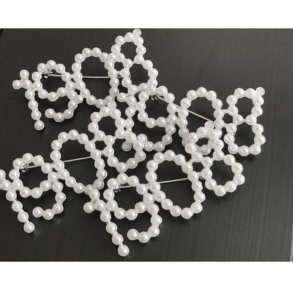 

Topvesko Fashion Custom 3 inch Long Size Pink Green Number Lapel Pin 1908 Pearl Brooch With High Quality White pearls, Picture