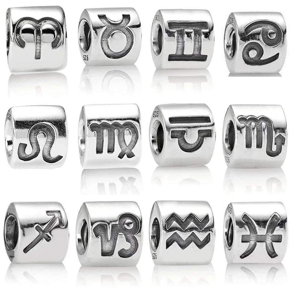 

2021 NEW 100% 925 Sterling Silver 12 star Alphabet Charm Beaded Fit DIY Bracelet Bangle Necklace Women Jewelry Gift