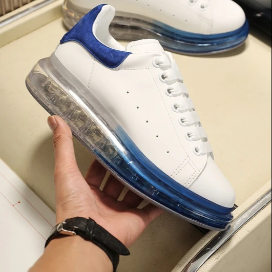 

Personalized AlexandarMqueens blue spotted smooth calfskin laser transparent soft sole senaker shoes, Customized color