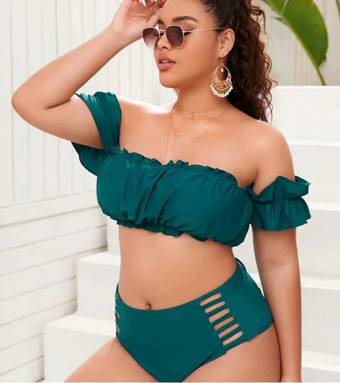 

New Solid Tube Top Two Piece Bikini High Waist Ladies Swimwear Beachwear for women, Accept customized