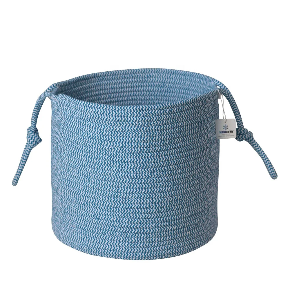 

ICEBLUE HD Large Wholesale Retail Round Cotton Rope Basket, Blue