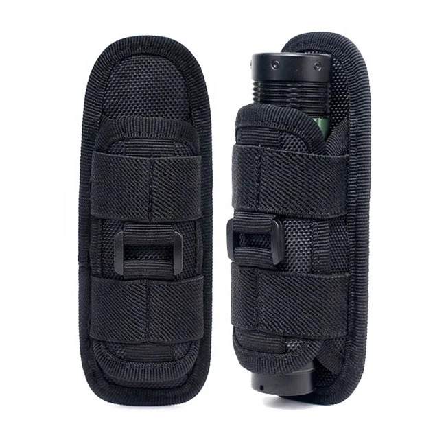 

360 Degrees Rotatable Flashlight Nylon Holster Torch Carry Case Tactical Flashlight Pouch, Black