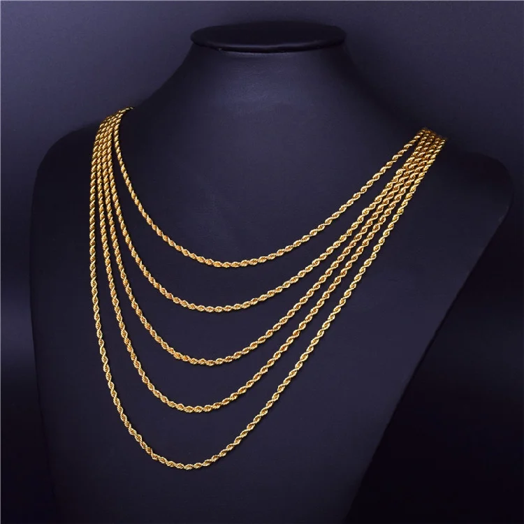 

Best selling 4mm 18k PVD Gold Plated Mens Stainless Steel Necklace Gold Plated Cable Chain Rope Chain