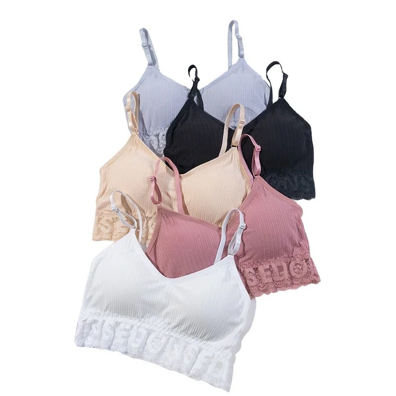 

Wholesale teenage adjustable fixed double straps vest bra bralette