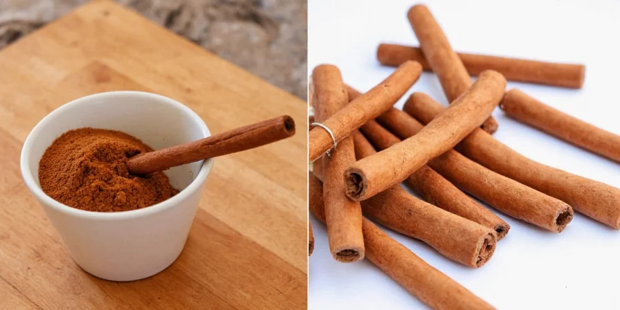 A fully stocked spice rack with homemade cinnamon powder