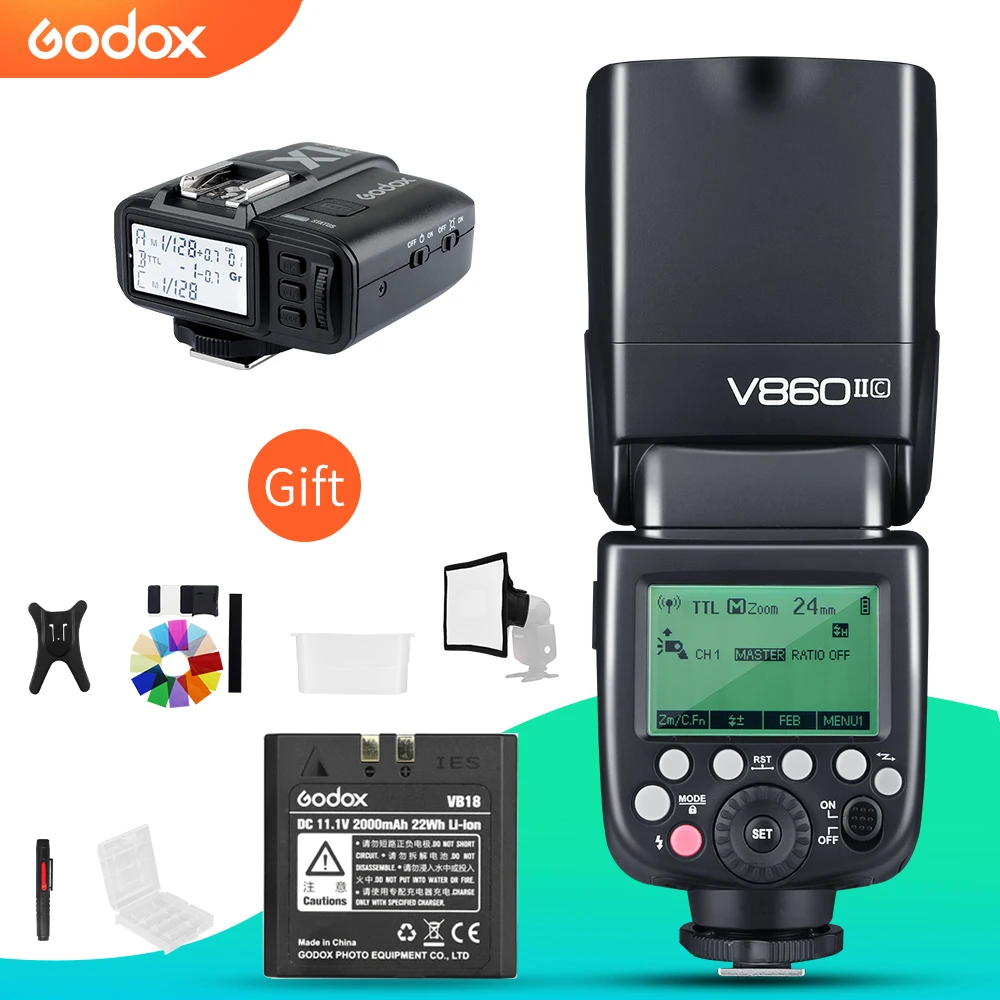 

inlighttech Godox V860II V860II-C V860II-N V860II-S V860II-F V860II-O HSS TTL Speedlite Flash + X1 for Fuji, Black