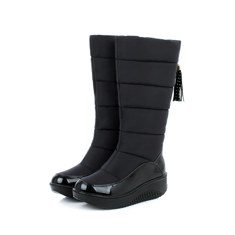 

2020 payless Warm Fur Wedges High Heels Boots Tight High Long Shoes Woman Platforms High Boots