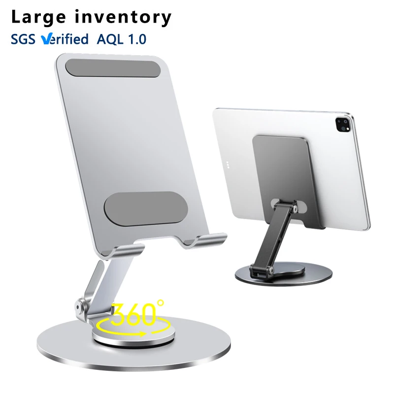 Factory Direct Shipping Foldable Aluminum Alloy Mobile Phone Holder Adjustable 360 Rotating Desktop Tablet Stand