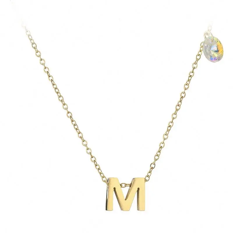 

Gold-Plated Zircon Simple Stainless Steel Jewelry M Letter Necklace