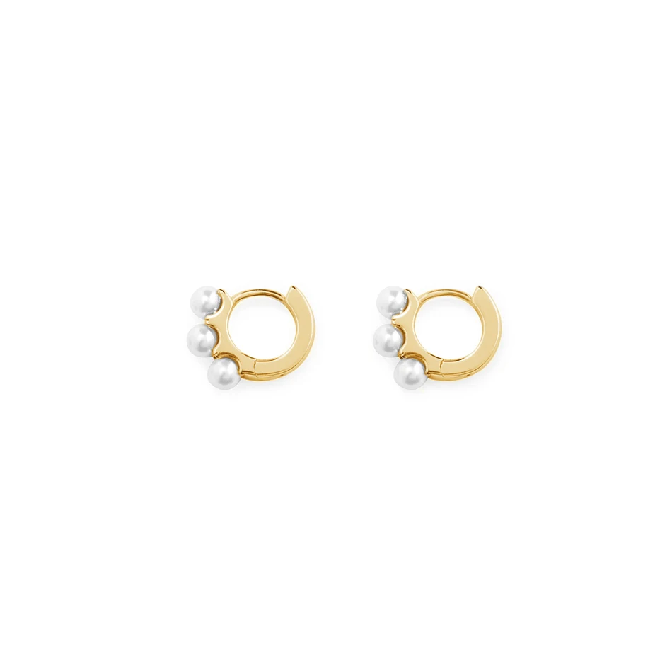 

Fashion Hoop Earrings Jewelry wholesale 925 Sterling Silver 18k Gold Plated Pearl Huggie Earrings for women