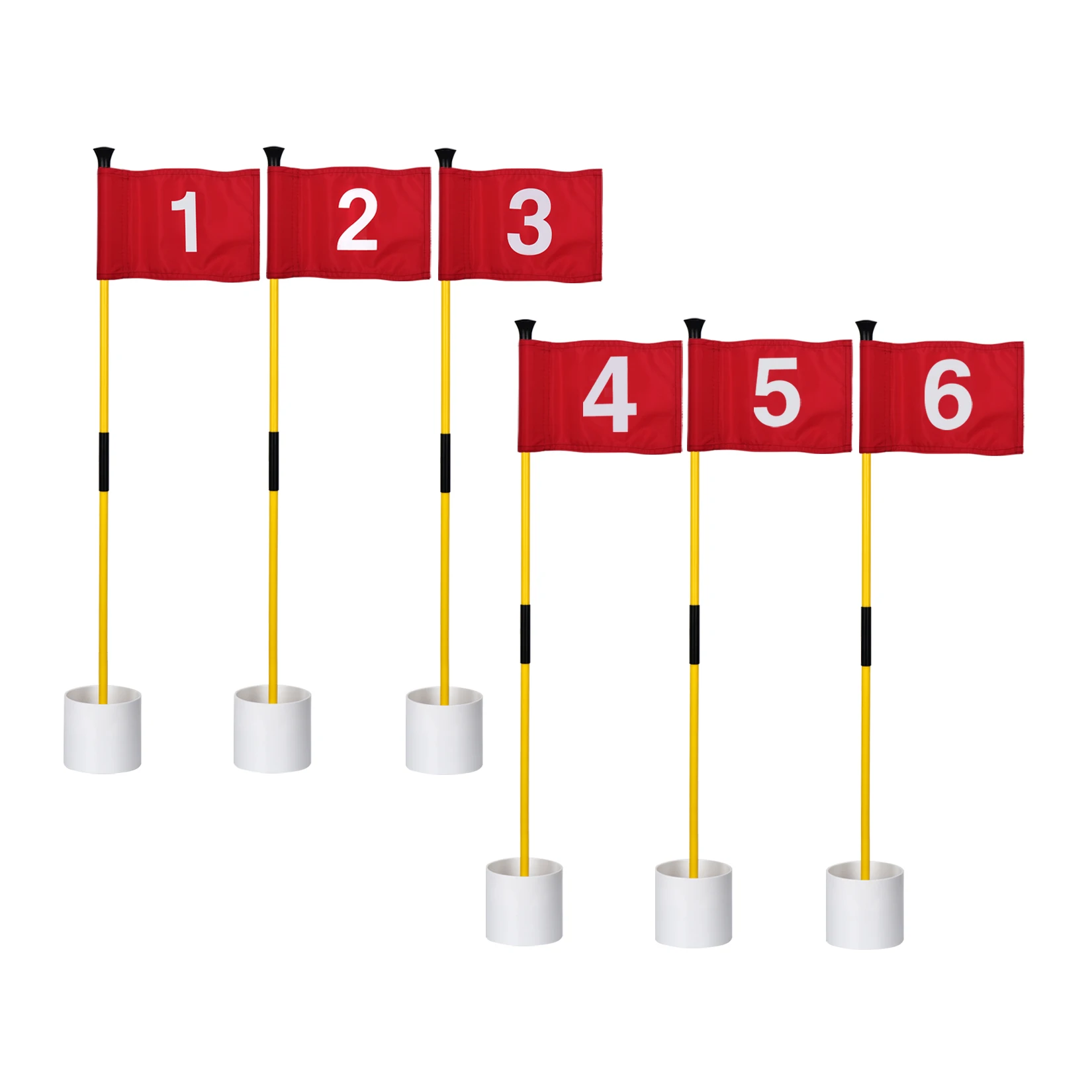 

3Foot Fiberglass 2-section mini Golf Flagsticks for Backyard, 6-pack, Customization available