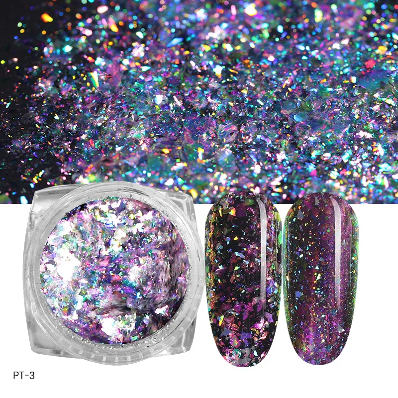 

Aokitec Purple Holographic Nail Art Chameleon Glitter Sequin Acrylic Cloud Brocade Powder For Nails