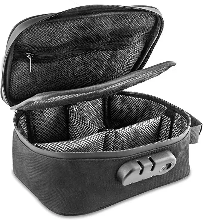 

Medical Carbon Smell Proof Bag Cigar Stash Bag With Combination Lock