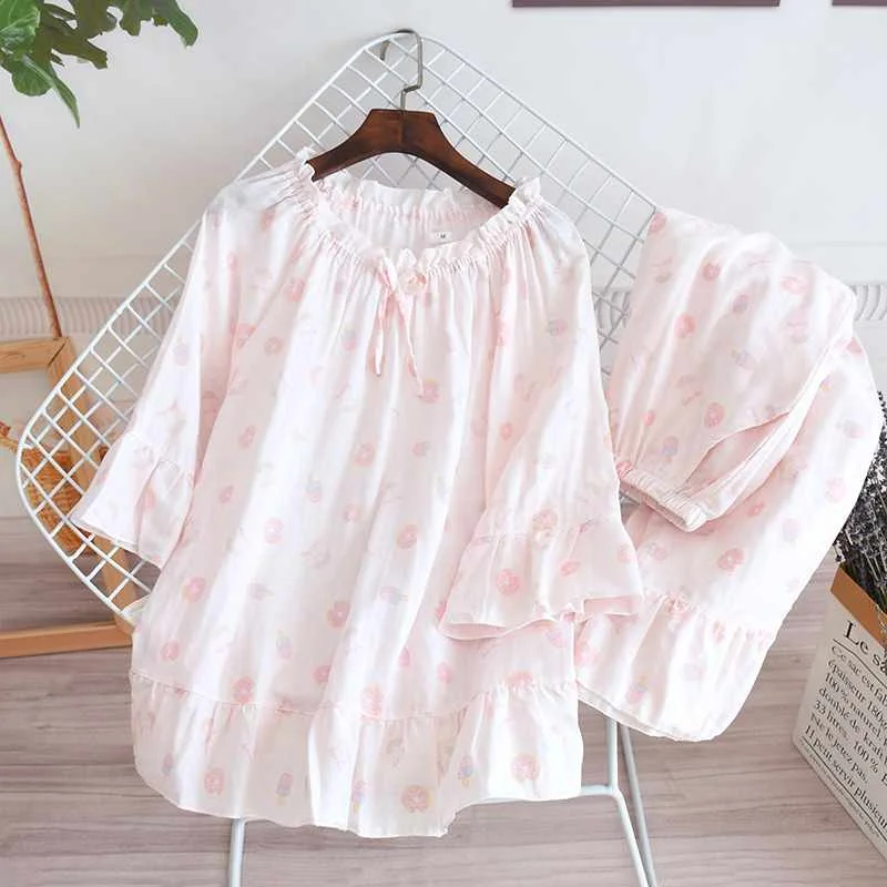 

Spring and summer ladies sleepwear cotton long-sleeved + trousers sweet and cute home service suit long-sleeved trousers autumn, Required