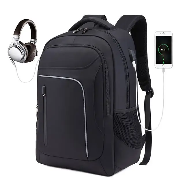 

Business men polyester External USB Charge Anti-theft Waterproof Laptop USB Backpack