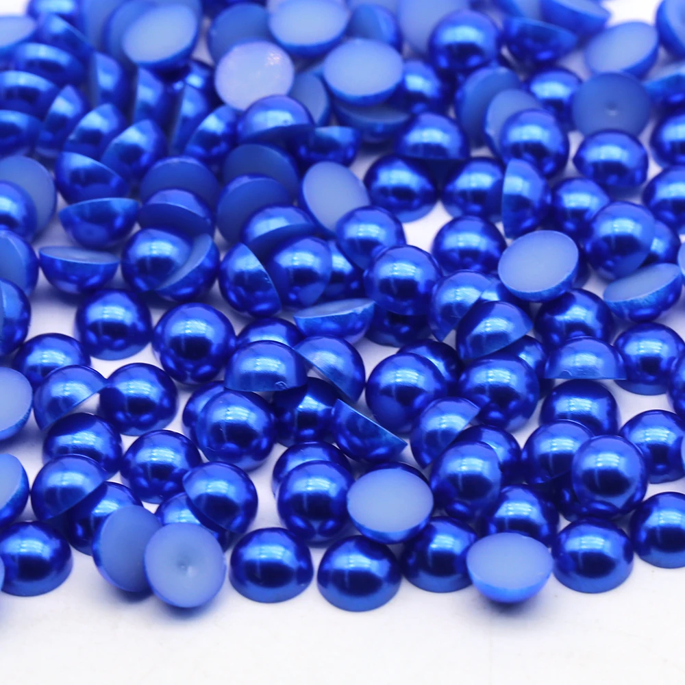 

XULIN Sapphire Color 1.5-20mm Flatback ABS Half Bead Round Loose Faux Pearls Cabochons For Jewelry Decoration