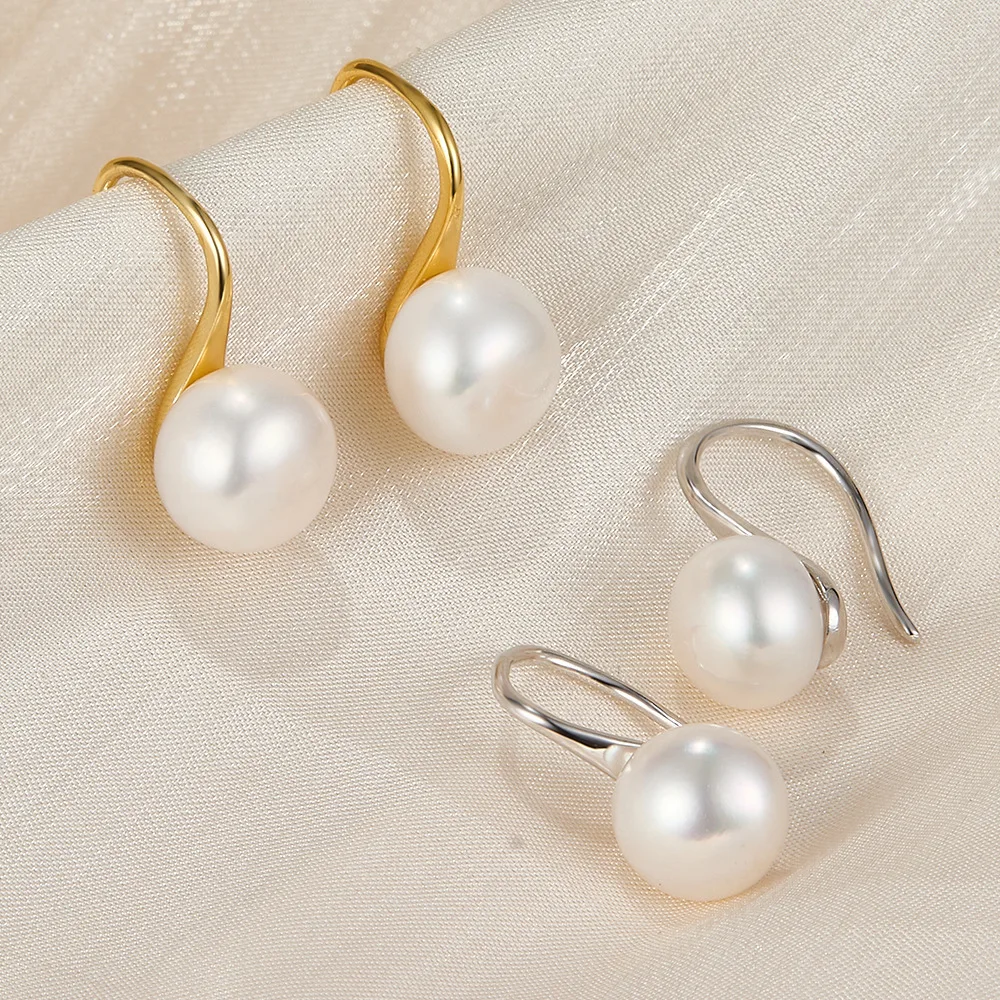 

Carline fashion 18k gold plated s925 sterling silver women pearl earrings light luxury ear hook female minimalist jewelry