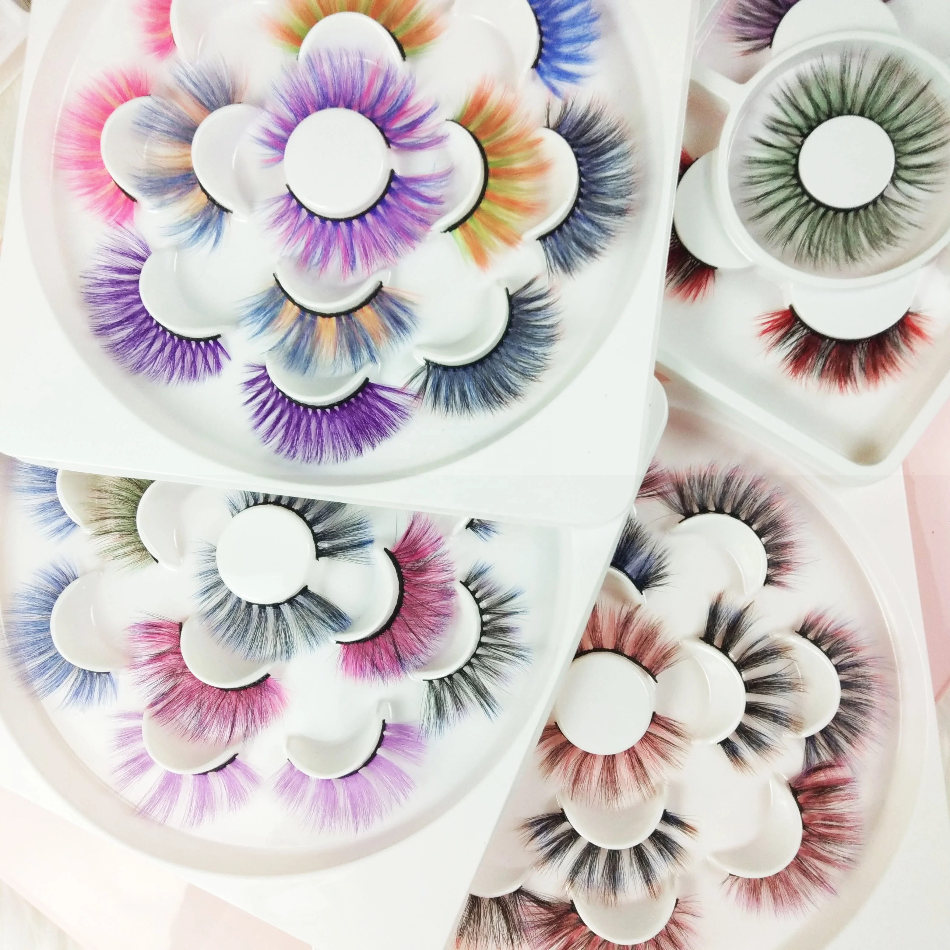 

Wholesal high-quality 10pairs 25mm 3D faux mink colorful lashes
