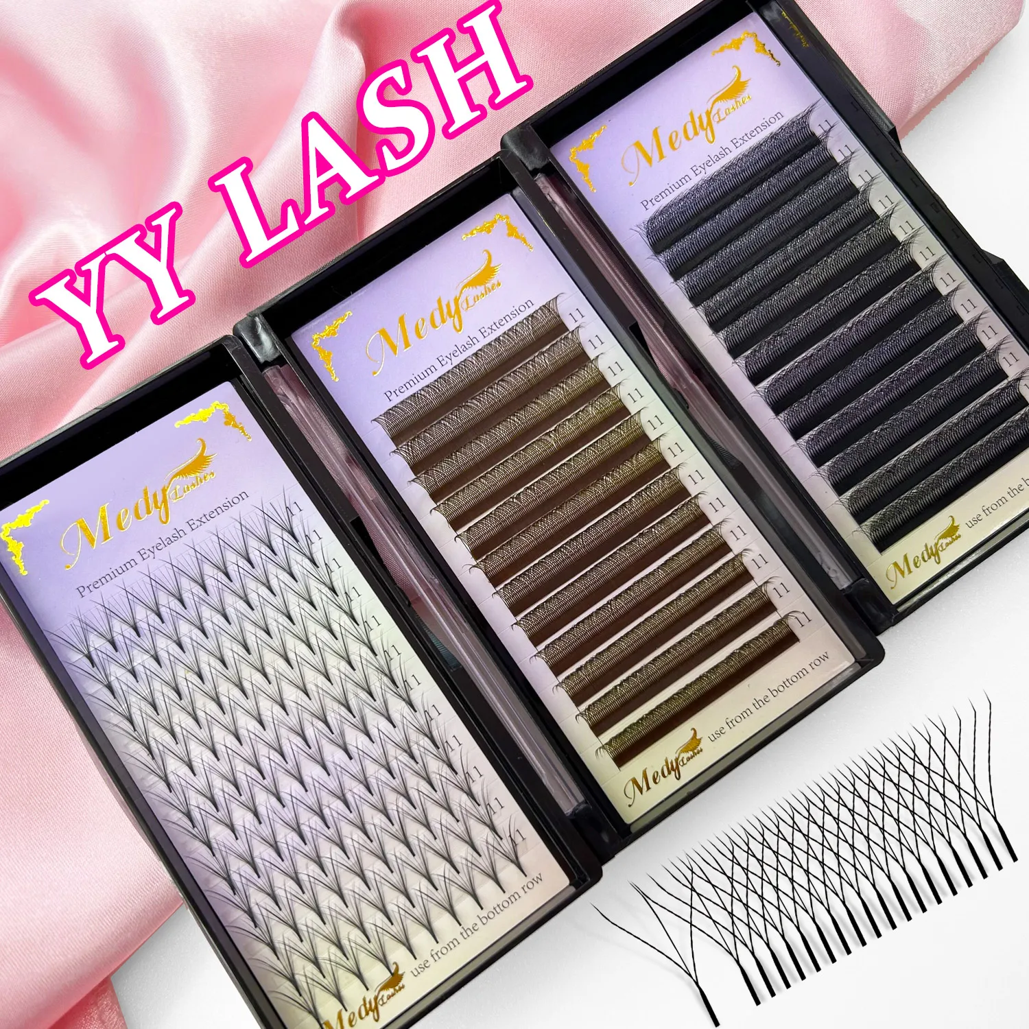 Wholesale YY W Lash Extension Tray 0.05 0.07 Natural Black Customizable Colors Velvet Cashmere Synthetic Hair Eyelash Extension