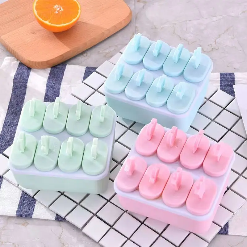 

6/8 Cell Ice Cream Mold Ice Handmade Dessert Popsicle Mold For Freezer Fruit Ice Cube Maker Reusable Forms