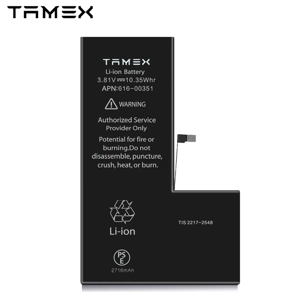 

2716mAh For iPhone X Battery Replacement Wholesale Best Quality For iPhone 10 IOS Smart Mobile Phone Batteries Akku TAMEX OEM