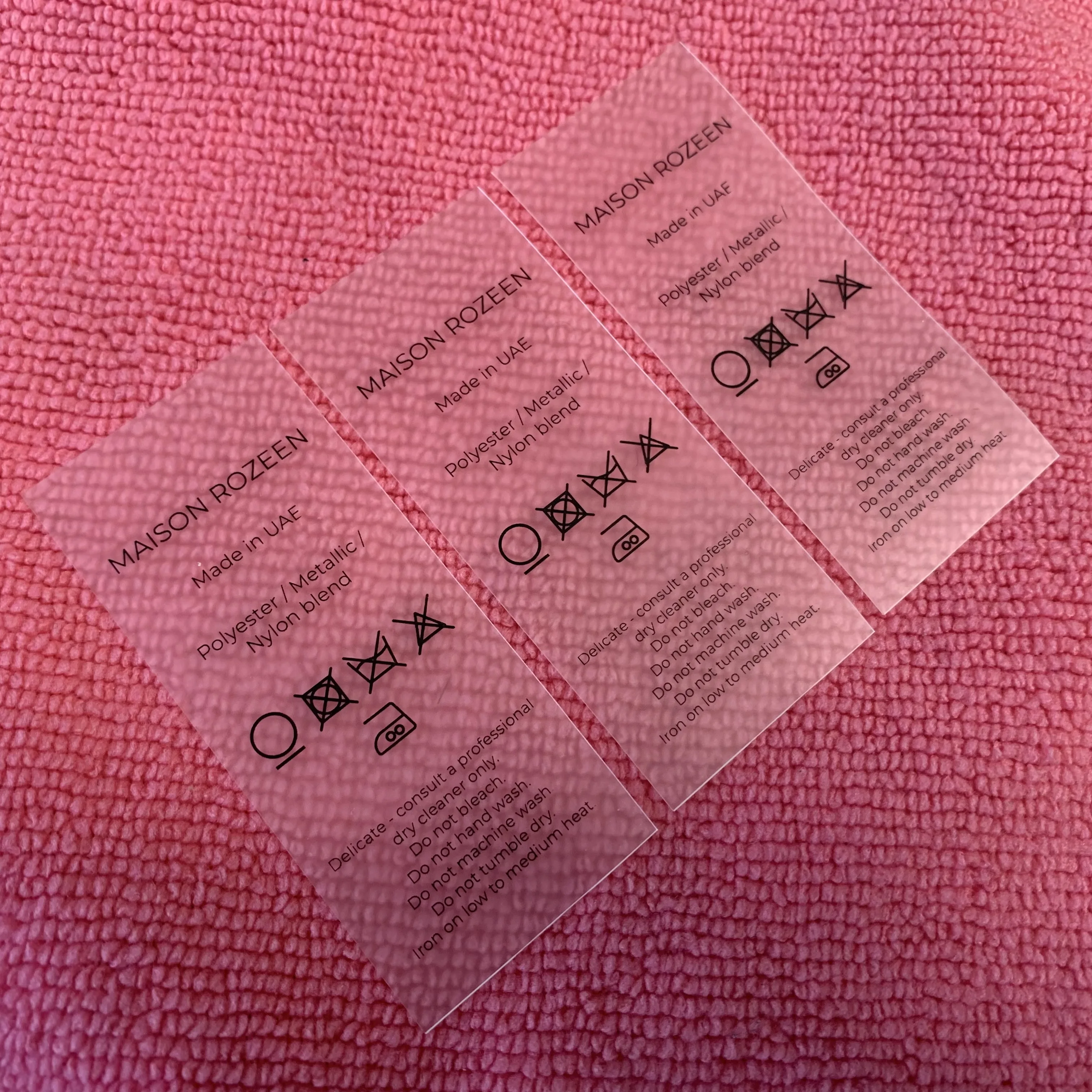 Eco-friendly Soft clear Plastic Printing Labelprivate logo Transparent TPU Care Label for Underwear