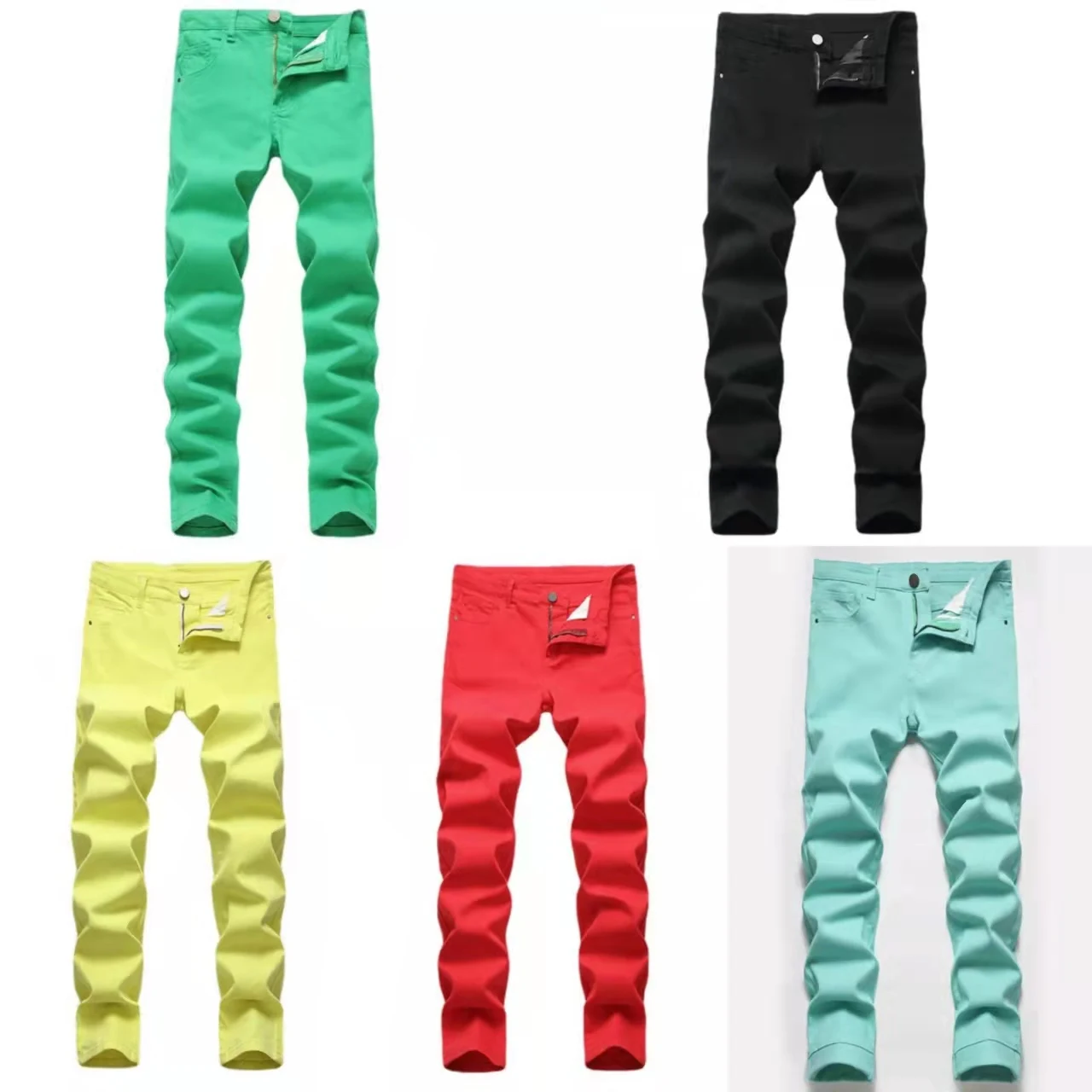 

2023 New plus size fall fashion men's jeans high stretch denim casual trousers multicolor skinny jeans