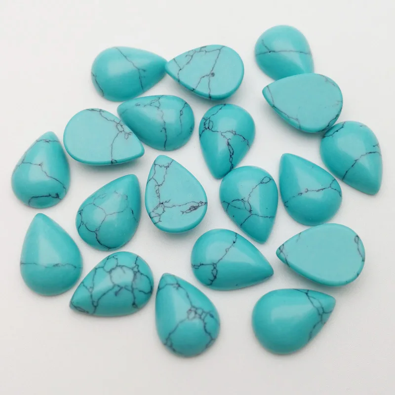 

Spot Wholesale Artificial Drop-shaped Turquoise Semi-precious Stones Craft Accessories Flat Imitate Howlite Stone, Mixed color