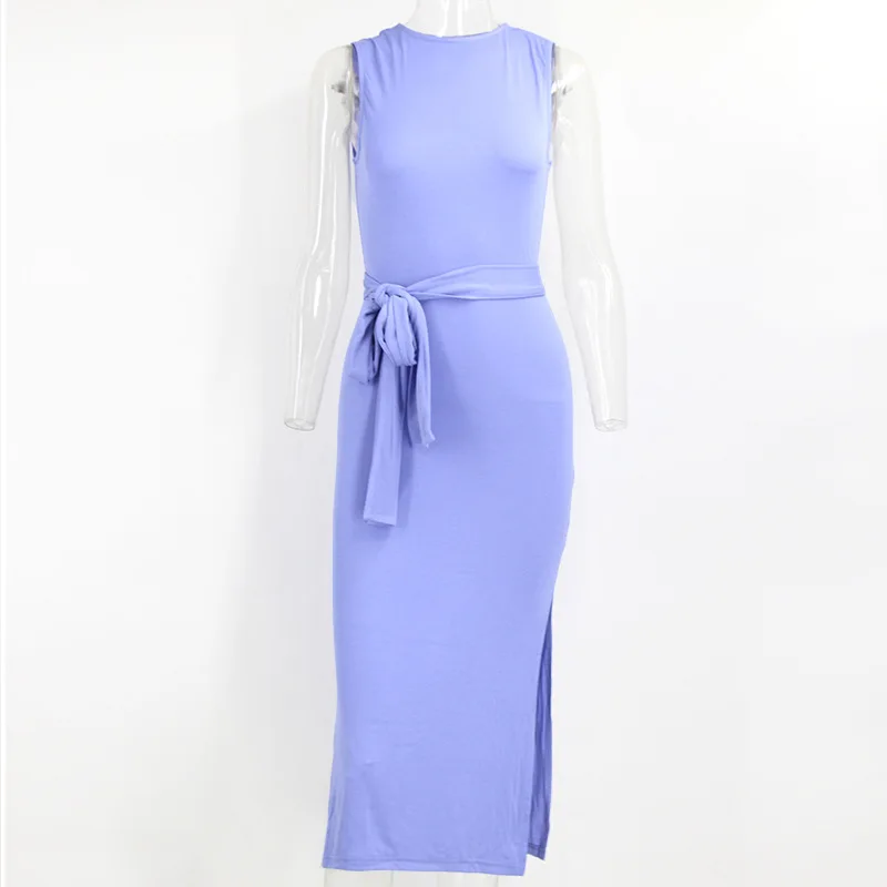 

2021 round neck sleeveless summer new arrivals sexy mini dress womens high quality maxi casual dresses