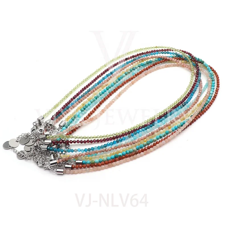 

Faceted Round Beaded stainless Necklace Women Jewelry