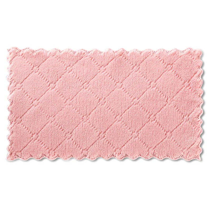 

Diamond Absorbent Cloth Dish Towel Two-color Bowl Towel Kitchen Oilproof Dishcloth Double-sided Towel, Pink,brown