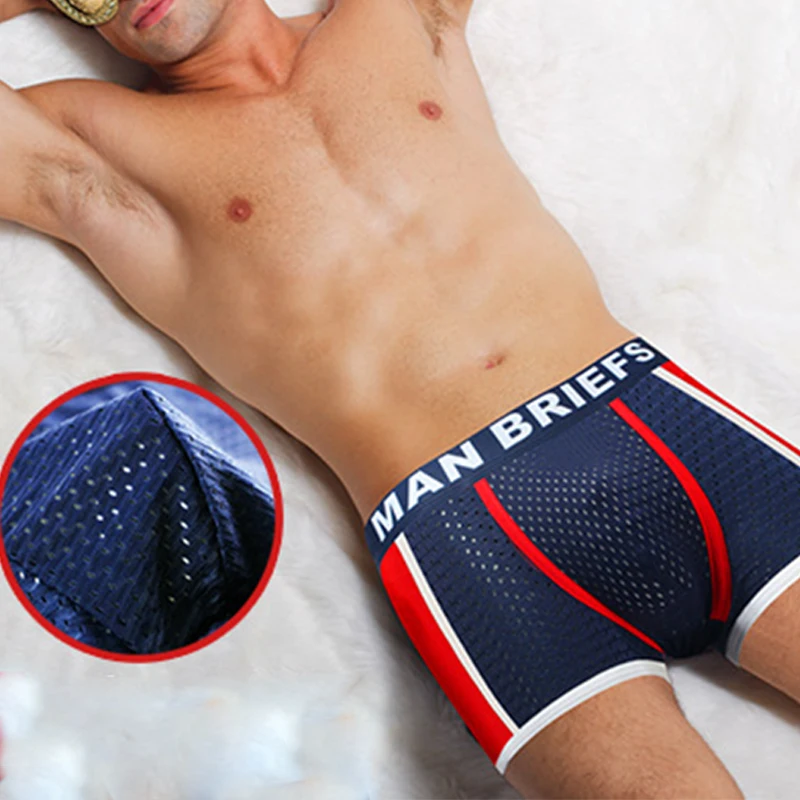 

5D Pant Seamless Men'S Mid-Waist Boxer Briefs High Stretch Honeycomb Breathable Sweat-Absorbent Men'S Uderwear