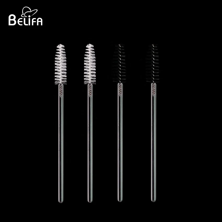 

Belifa wholesale white black disposable eye lash clear handle eyelash extension cleaning brush crystal mascara wand brush