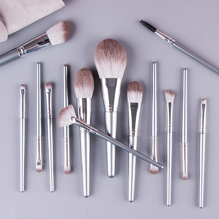 

14Pcs Professional Makeup Brush Set, Silver