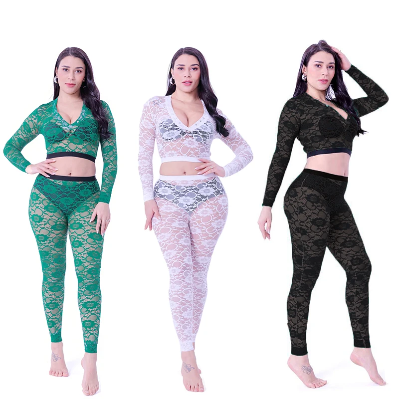 

New solid color lace mesh plus size lingerie pyjamas women sleepwear lace pajamas, White blue green pink red black