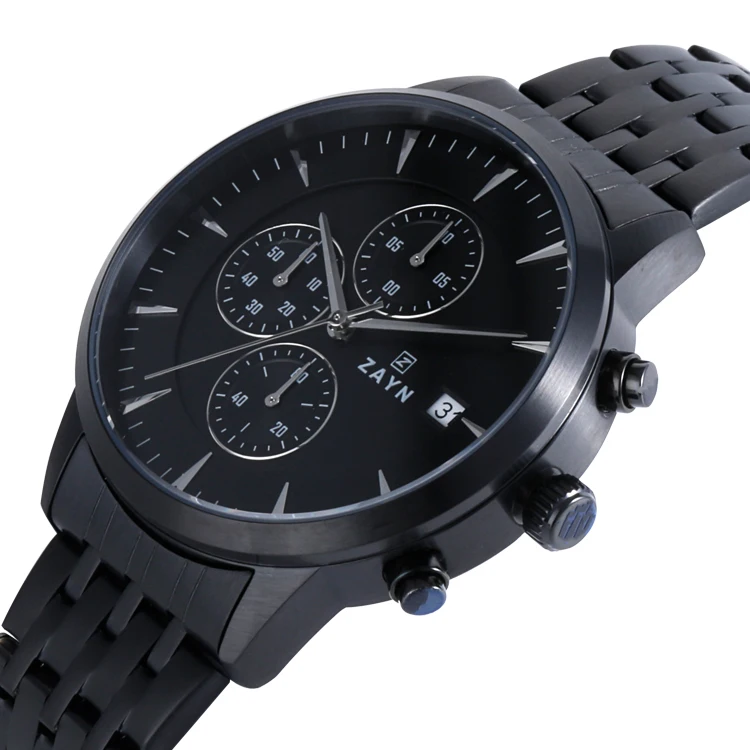 

wholesale excel simple logo oem waterproof casual luxury price mens day date movt custom stainless steel men wrist quartz watch, Black