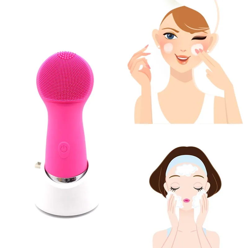 

L1919 private label electric vibrator ultra sonic cleanser wash silicon cleaning brush acne remover face cleaner