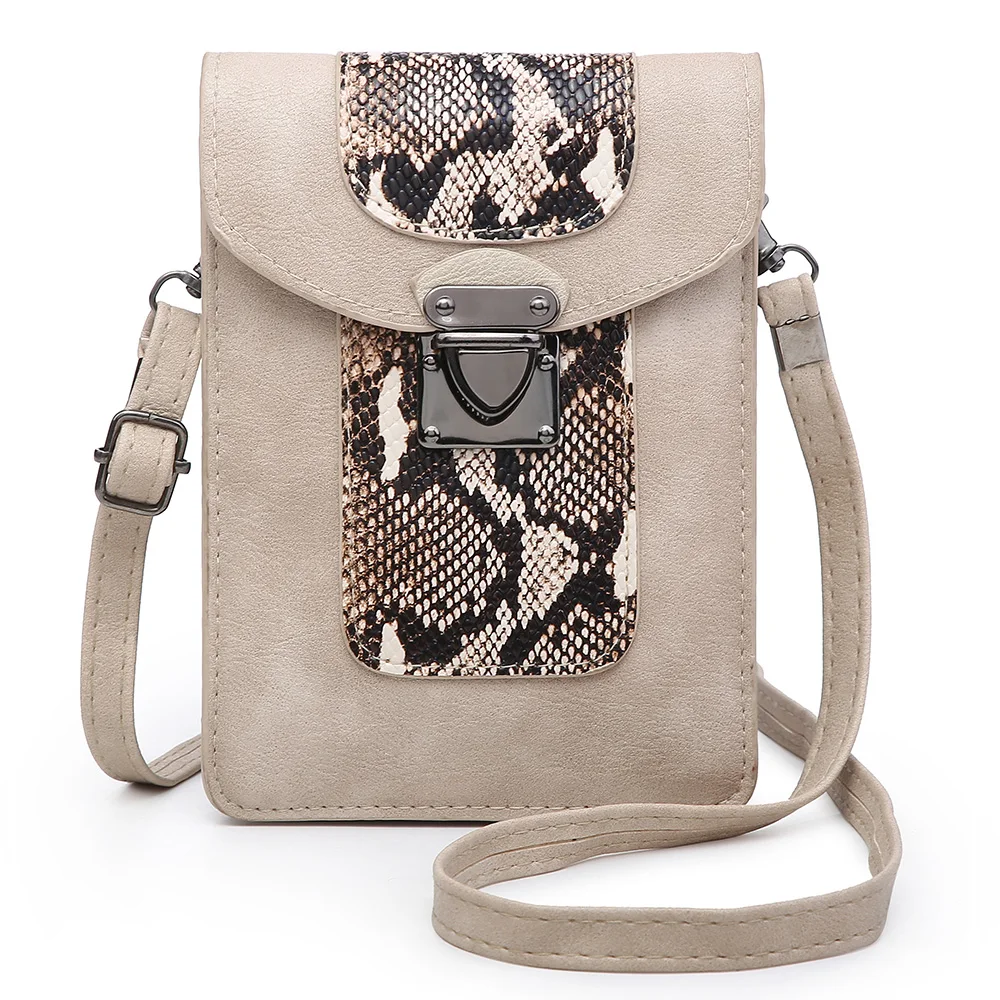 

2020 Hot Sale Snake Pattern Phone Shoulder Bag Quality Lock Decoration Women Wallet Phone Bag Fashion Mini Crossbody Bag