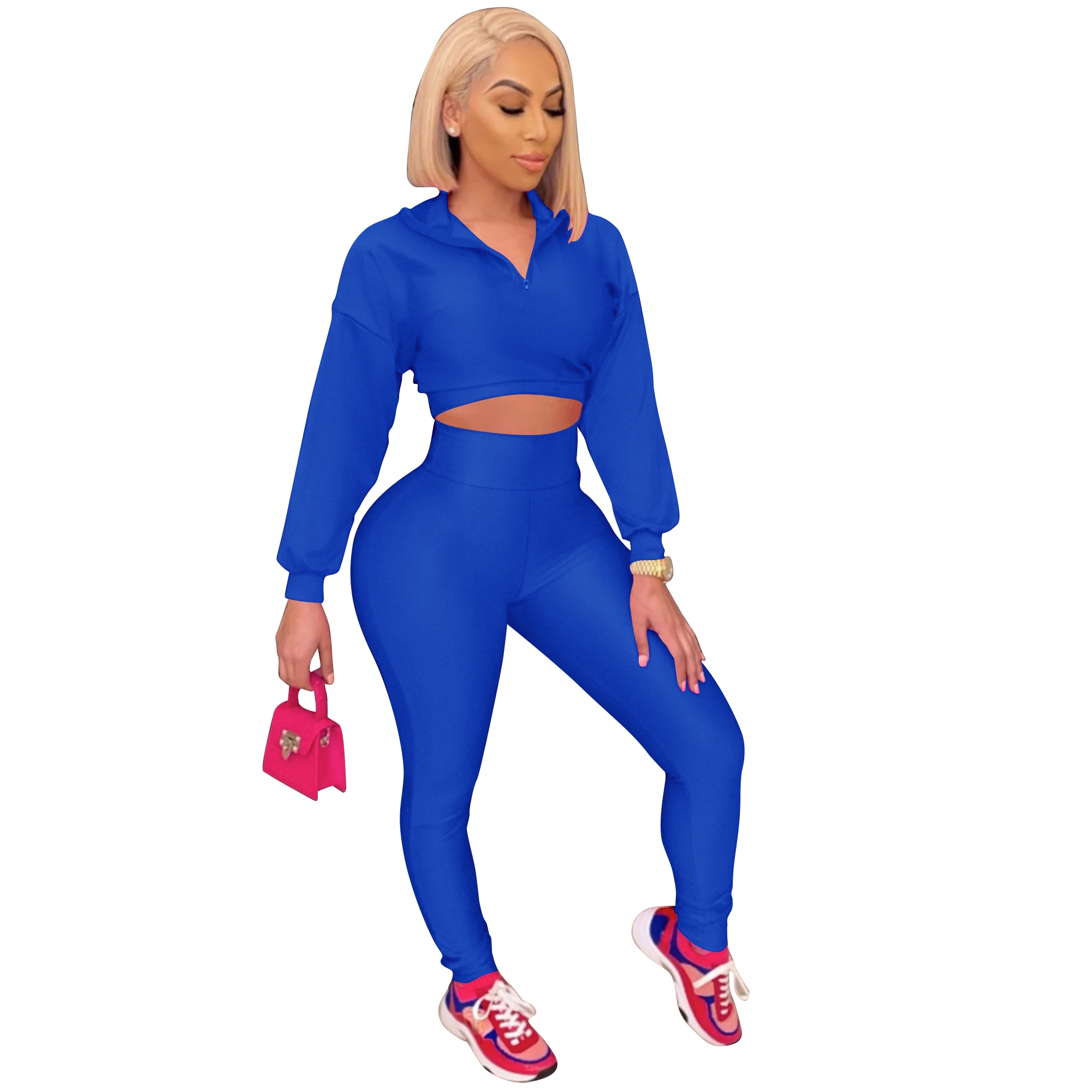 

Sexy fashion cropped custom jogger set 2 piece fall outfits for women