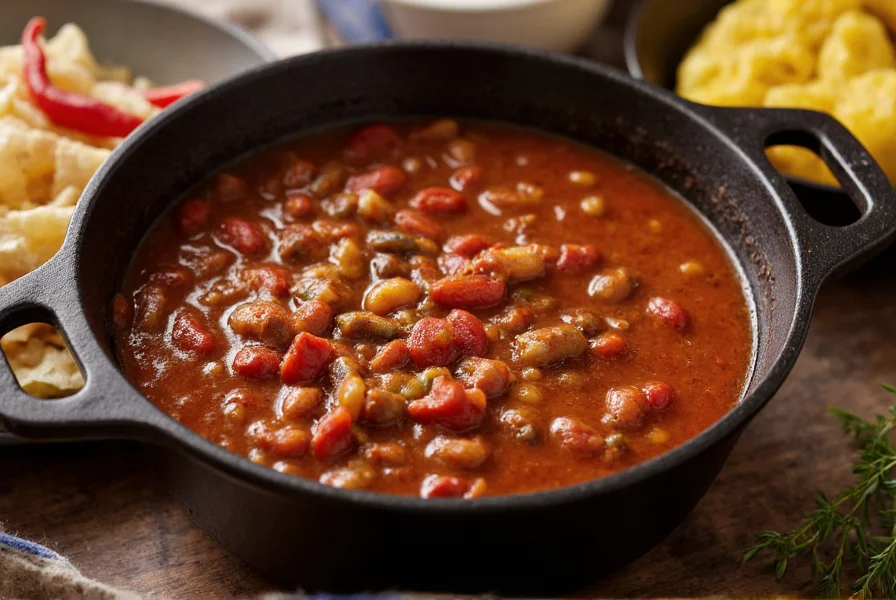 Mac preparing authentic Texas-style chili in cast iron pot with fresh ingredients