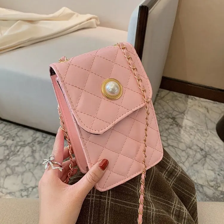 

2021 New Diamond Lattice Girl Phone Purse Ladies Crossbody Bag Pu Leather Purses Handbags