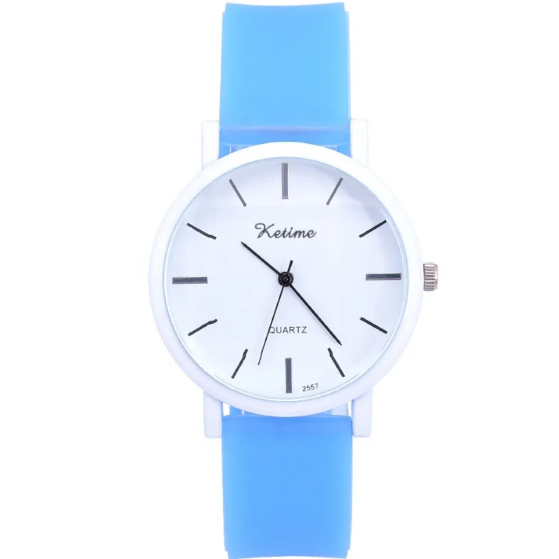 

2021 Hot sale Fashion sports fluorescent color silicone strap women's quartz watch, 6 colors
