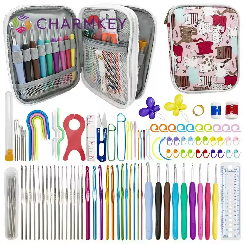 Hot Sale Full Crochet Starter Kit for Beginners Adults Crochet Hook Set With Case Knitting Portable Crochet Hook Set