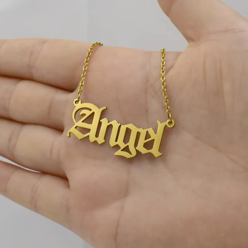 

14k Gold Plated Stainless Steel Fashion Letter English Necklace Personalized Babygirl Angel Baby Princess Prince Honey Necklace