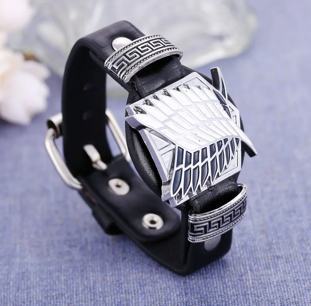 

I YOU WIN Jewelry Anime Peripheral Investigation Corps Freedom Wings Logo Imitation Leather Bracelet Attack on Titan Bracelet