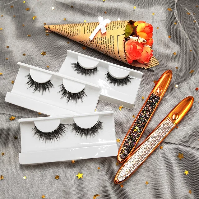 

High Quality Custom Natural Long Magnetic Eyelashes 5 Magnets Full Strip Eye Lashes Box Private Label With Eyeliner Vendors, Natural black