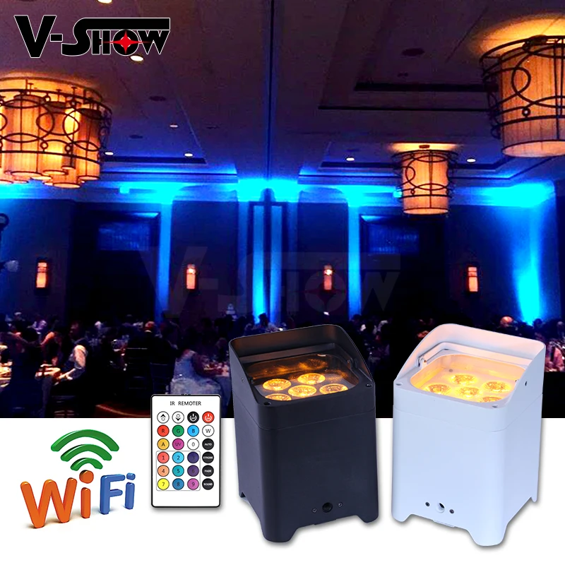 

6pcs with case Wireless battery DMX LED par can 6X18w 6in1 led uplight with Wifi led stage lighting dj lights