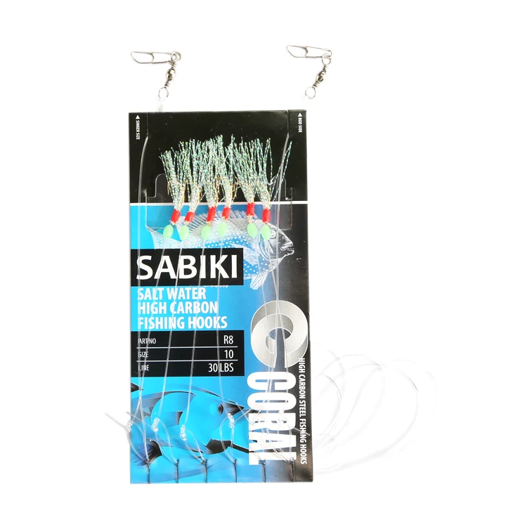 

Newbility Wholesale Fishing Sabikis Fish Skin 6 Hooks Sabiki Rigs, All kinds of color can be made