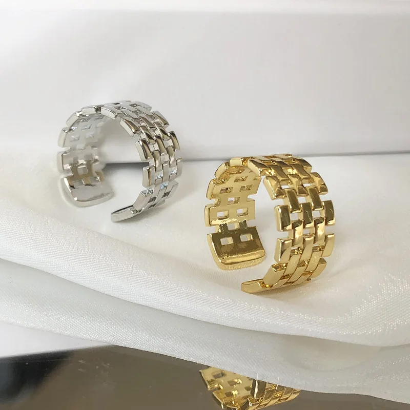 

Hip Pops Unisex 18k Gold Plated Watch Strap Adjustable Rings Link Chain Open Rings